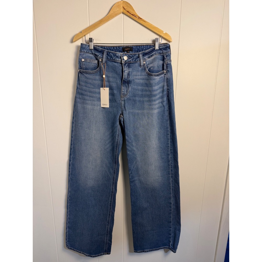 Quince Bella Relaxed Straight Jeans 31 Atlantic Blue Organic Cotton Tencel NWT